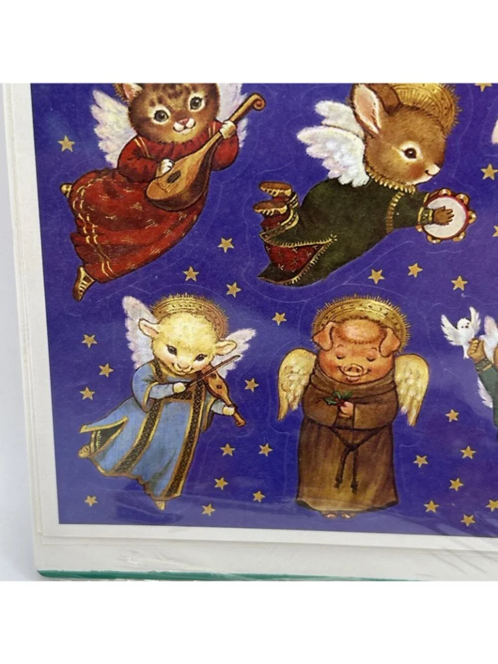 Vintage Set of 9 Sheets Hallmark Adorable Animal Angels Minstrels Stickers NIP